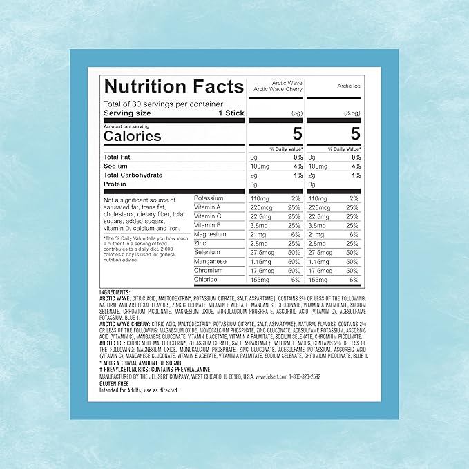 Pure Kick Arctic Variety pack Singles to Go Powdered Drink Mix, Arctic Wave, Arctic Wave Cherry, Arctic Ice, 30 Count Packets