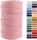 Meat Pink Macrame Cord 4mm x 109Yards, Colored Cotton Rope Craft Cord for Wall Hanging, Plant Hangers, Crafts, Knitting, Decorative Projects