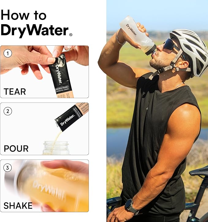 DryWater Electrolyte Powder Packets, Peach Mango - Hydration Packets Drink Mix with Zero Added Sugar for Rehydration & Energy - 6 Key Electrolytes, 5 Essential Vitamins & 5 Real Fruits - 12 Pack