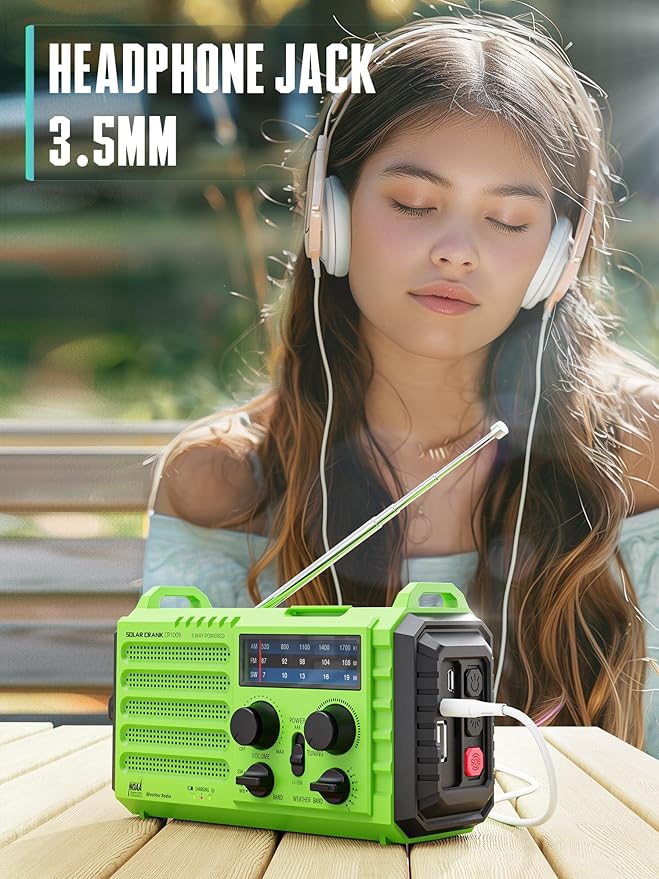 Emergency Radio with NOAA Weather Alert – Solar Hand Crank Portable AM/FM Shortwave Radio, Rechargeable Battery 5000mAh, USB Charger, Flashlight, SOS Alarm for Home Outdoor Hurricane Survival