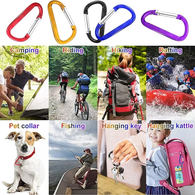 10 Pack 3'' Aluminum Spring Snap Hook Carabiner D Ring Carabiner Clip Camping Accessories Fishing Hiking Traveling and Keychain Craebuer