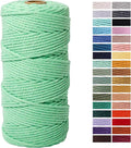 Aqua Green Macrame Cord 3mm x 109 Yards, Colored Cotton Rope Craft Cord for Wall Hanging, Plant Hangers, Crafts, Knitting, Decorative Projects