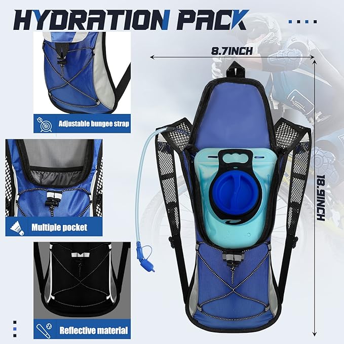 3 Pack Hydration Backpack with 2l Water Bladder,Hydration Pack with Bladder Hiking Running Cycling Biking Water Backpack Bag for Men and Women