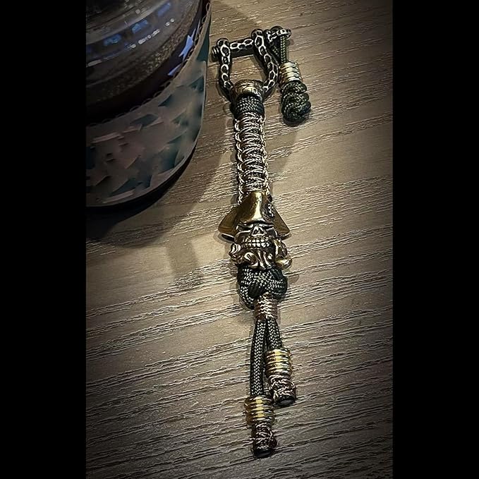 Handmade Lanyards with Brass Beads – Paracord 550 Survival Gear Leash for knives, Outdoor, and EDC Tools