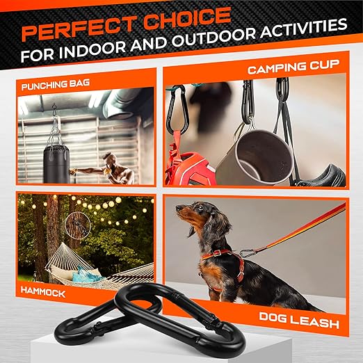PAMAZY 12Pcs 2In Spring Snap Hooks, Utility Hook Clip, Heavy Duty Rope Connector, Quick Link Snap Hooks for Indoor and Outdoor, Hanging, Camping, Fishing (12Pcs 2In)