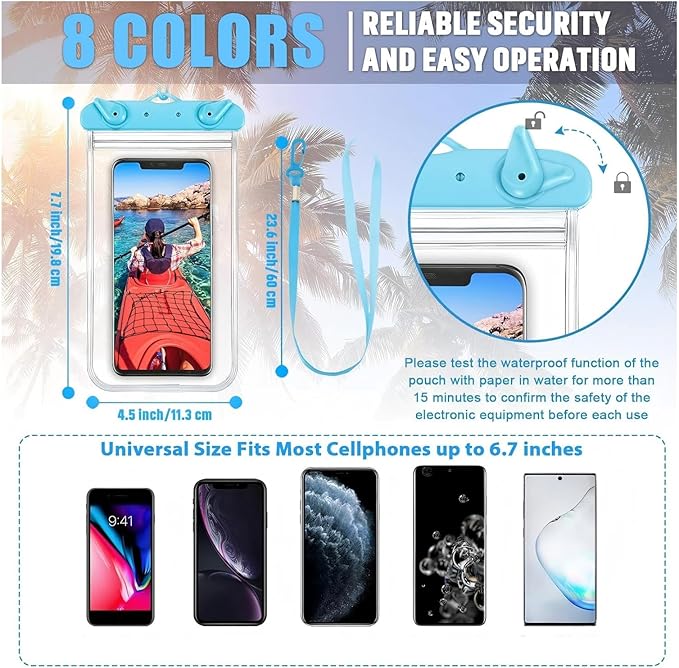 Weewooday 120 Pieces Waterproof Phone Pouch Bulk Universal Multicolor Cellphone Case Ipx8 Waterproof up to Smartphone 6.9 Inch for Cruise Gifts Beach Pool Party Outdoor Swimming Snorkeling