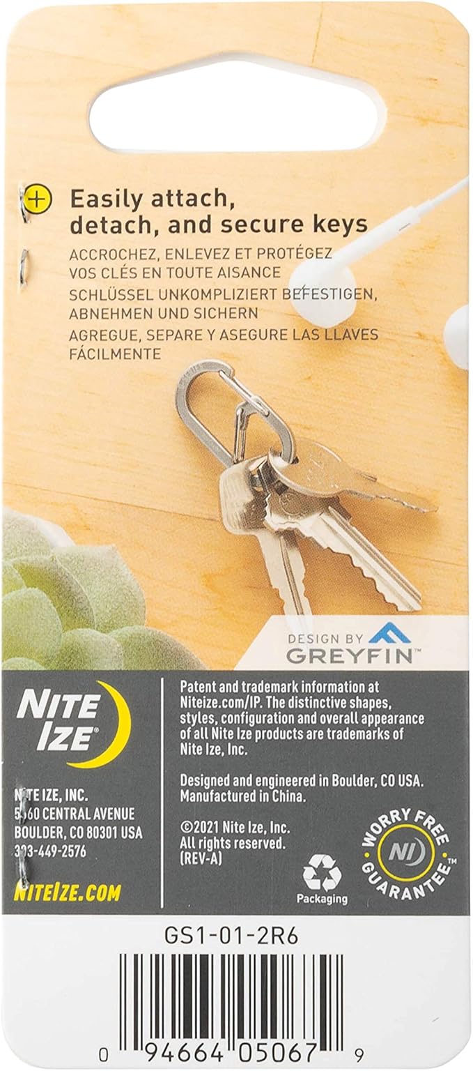 Nite IZE GS1-01-2R6 G-Series Dual Chamber Carabiner, Size #1 2-Pack, Black