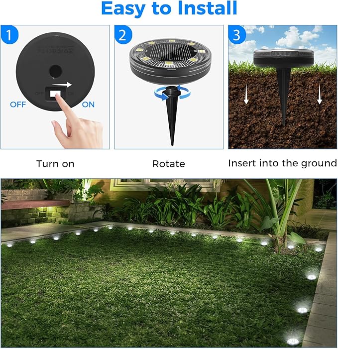 Peasur Mini Solar Ground Lights, 4 Pack Flat Solar Disc Lights Outdoor Waterproof, 2.3 Inch Small Solar Garden Lights Landscape Lighting for Outside Pathway Garden Yard Lawn Walkway,Cool White