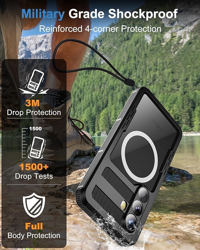for Samsung Galaxy S26 Waterproof Case, [Fit for Magsafe] [IP68 Water Proof] [Built-in Screen Protector], Magnetic Heavy Duty Military Grade Rugged Phone Case for S 26 6.3", Black