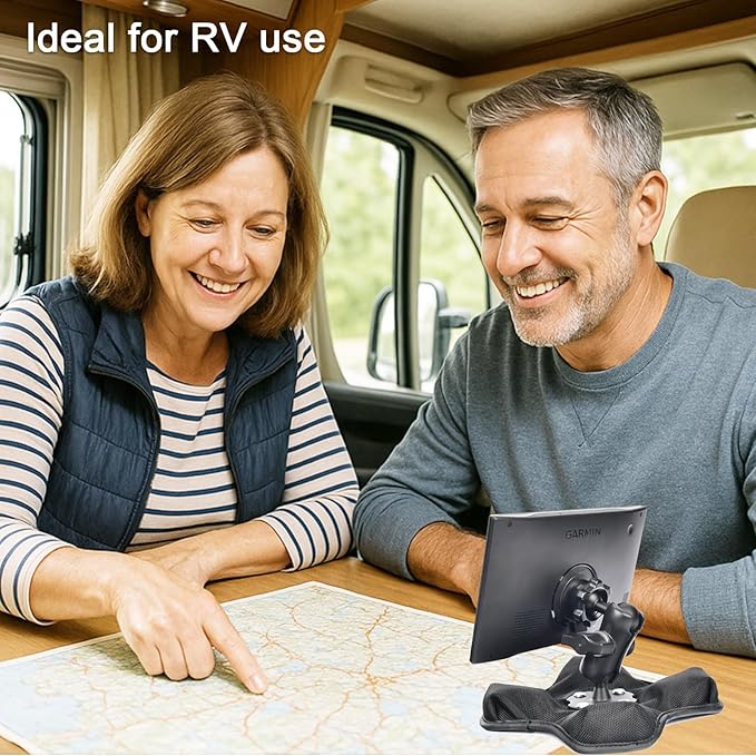 VAUBORTTI Friction GPS Mount Holder for Garmin DriveSmart 86, Adjustable Aluminum Arm, Portable Non-Slip Beanbag Base – Fits GPS with 22mm Socket