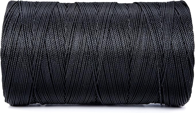 HONGDA Tarred Bank Line Twine, 1920 Feet Nylon Twine #9 Bank Line-Black Nylon String 1.1mm, Black Strong Twisted Seine Rope Ideal for Gardening, Construction, Gear Tying, Jungle Survival