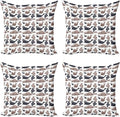 Ambesonne Sea Animals Decorative Throw Pillow Case Pack of 4, Seals Illustration Sea Lion Exotic Tropical Comic Graphic Wild Ocean, Cushion Cover for Couch Living Room Car, 18", Taupe Grey