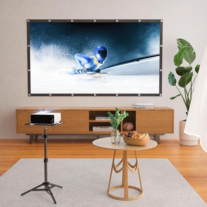 Projector Stand Tripod, Laptop Tripod Stand, Foldable Portable Projector Floor Mount, Height Adjustable from 17.7" to 45.2", with Folding Plate, Capacity 22lb, for Outdoor Movies, Home, Office