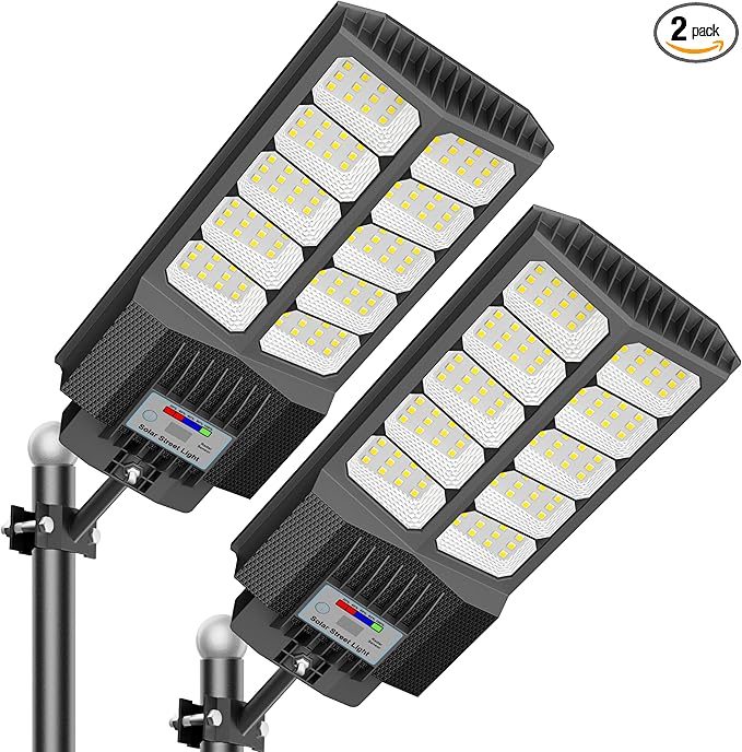 Solar Street Lights Outdoor Waterproof Dusk to Down with Motion Sensor, 6500W Outdoor Solar Flood Light for Parking Lot, LED Security Street Lights Solar Powered for Yard Garden & Walkway