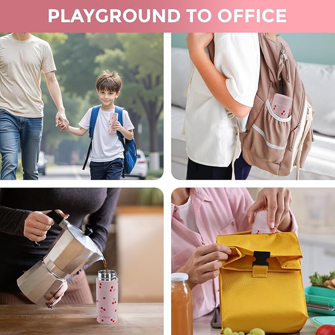 【Upgraded】Exllena Small Insulated Water Bottle 8 oz/250ml– Mini Insulated Water Bottle for Hot & Cold Drinks, Perfect Small Water Bottle for Travel, Purse...(Cherry)