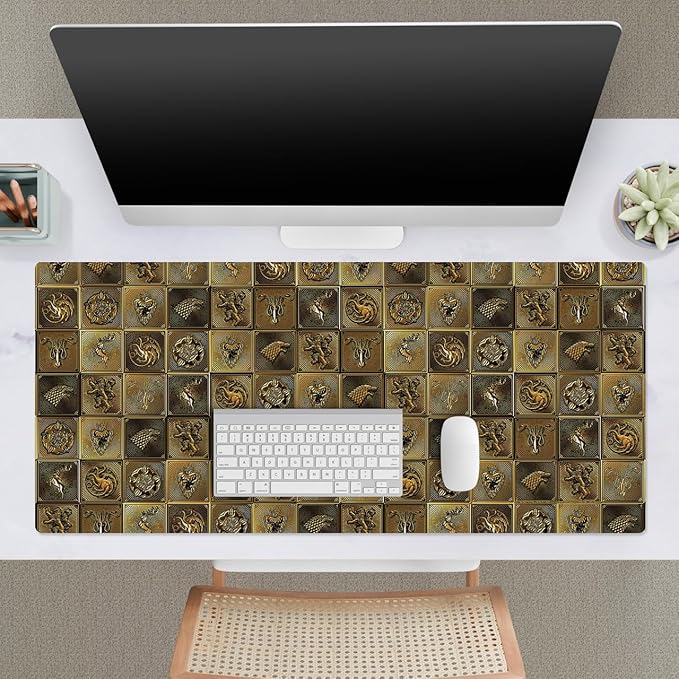 Head Case Designs Officially Licensed HBO Game of Thrones Gold Sigils All Houses Graphic Art 37.4 x 15.75 x 0.16 inches (900 x 400 mm) - XL Gaming Office Desk PC Keyboard Mouse Mat Pad
