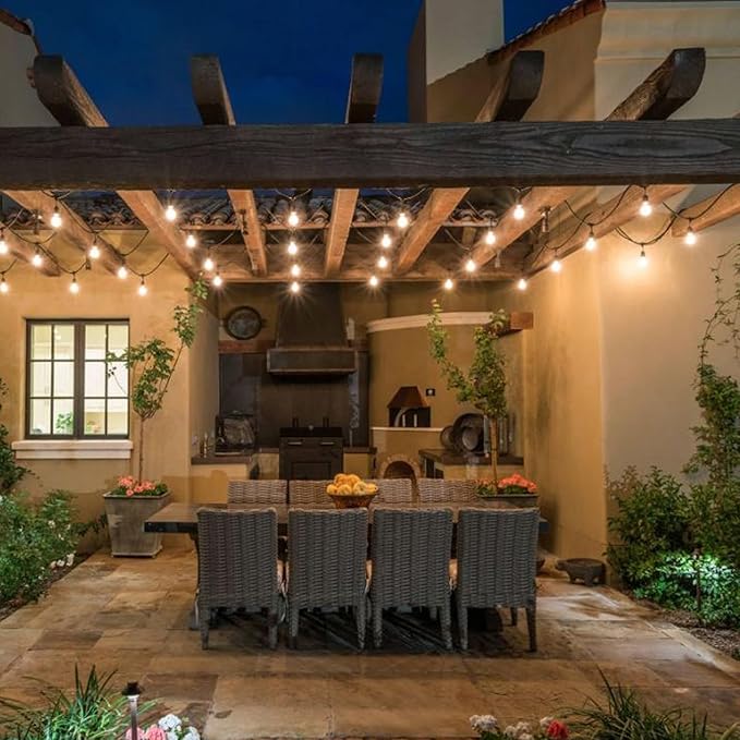 Banord Outdoor String Lights, 105FT Waterproof Patio Lights with 1W Dimmable LED Bulbs, Hanging String Lights for Outdoor Backyard, Garden, Deck, Porch, Gazebo, Balcony, Camping, Party(Black)