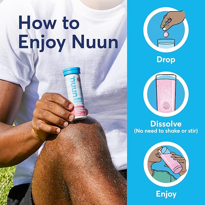 Nuun Zero Sugar Hydration Electrolyte Tablets - Sodium, Potassium, Chloride, Calcium, Magnesium, Light & Delicious Fruit Flavors, No Sugar, Gluten Free, Vegan, Raspberry Lemonade (80 Servings Total)