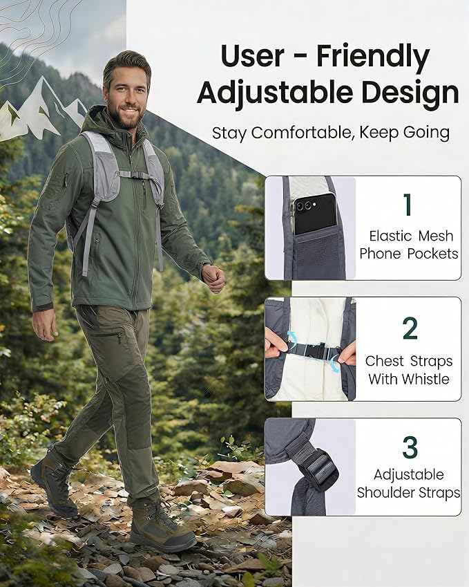 Blue Quartz Hydration Backpack with 2L Water Bladder, Hiking Water Pack with Insulated Compartment for Women Men, Lightweight Running Hydration Vest with Phone Pocket for Cycling, Biking