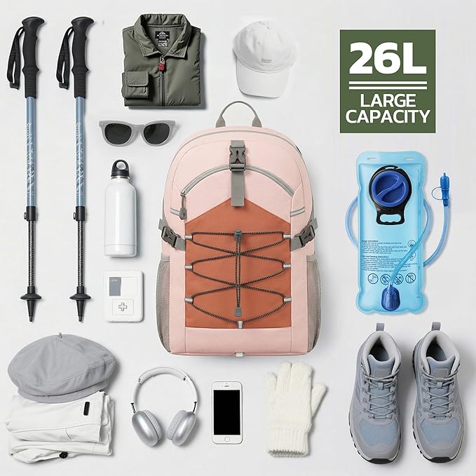 TILYMOL Hydration Hiking Backpack with 2L Water Bladder - Lightweight Waterproof Outdoor Camping Backpack/Water Backpack, Hiking Daypack with Hydration System for Hiking, Travel, Running, Biking