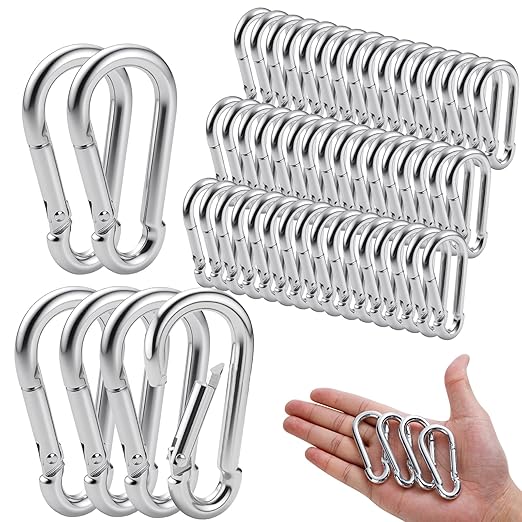 50Pack M5 Spring Snap Hooks Carabiner, 3/16" Heavy Duty Carabiner Clips Chain Quick Links Spring Safety Hook Connector for Dog Leash Backpack Hiking Fishing Bag Outdoor Travel