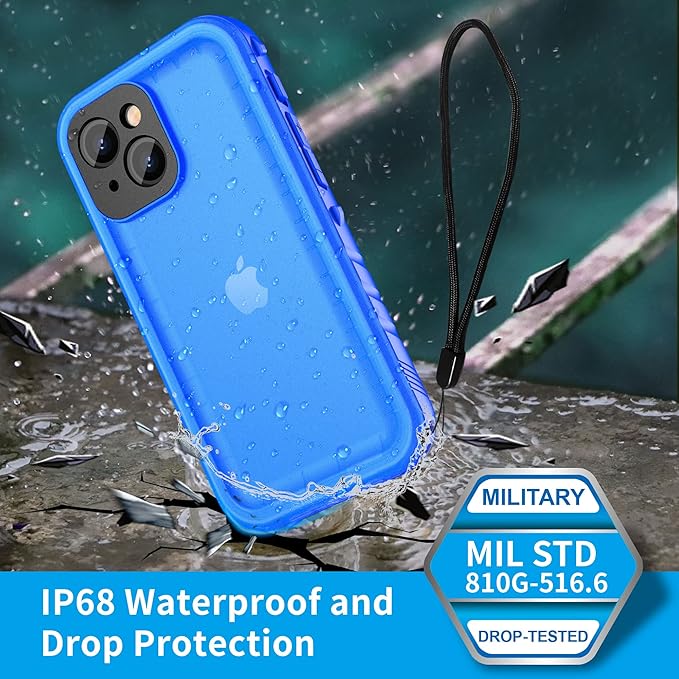 SPORTLINK Compatible with iPhone 13 Mini Waterproof Case - Full Body Shockproof Dustproof Phone Screen Protector Rugged Waterproof Case for iPhone 13 Mini 5.4 Inches Blue