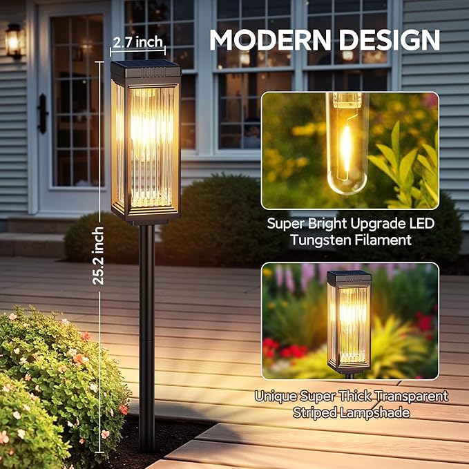 ELECLINK Solar Pathway Lights Outdoor, 6 Pack Upgraded Solar Lights Outdoor Waterproof, Bright Up to 15 Hrs Auto On/Off Garden Light for Yard Patio Lawn Path Walkway Driveway Outside Decor