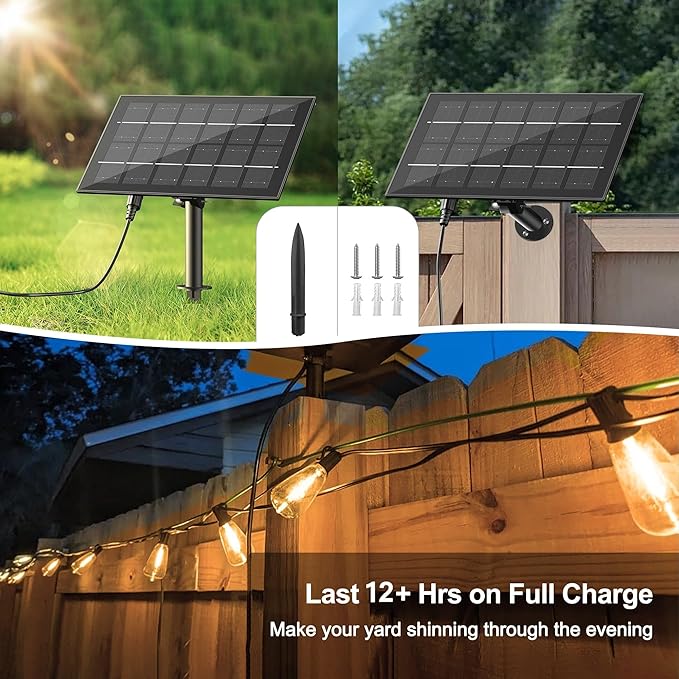 Solar String Lights for Outside 100FT with Remote 8 Lights Mode, Weatherproof Shatterproof S14 LED Bulb 34 Sockets, Outdoor Patio Light for Backyard Porch Cafe