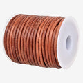 GENIQUE Real/Genuine Round Leather String Cord for Necklace, Bracelets, Jewelry, Kumihimo Braiding, DIY Projects (10 Metres) (3mm, Light Brown Distressed)