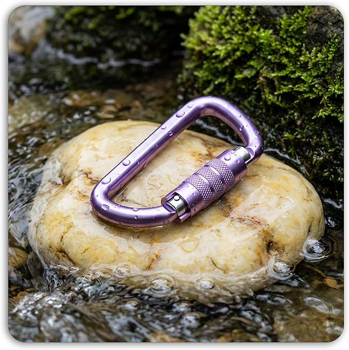 FresKaro 3inch 12kN-2698lbs Auto Locking Carabiner Clips, Solid D Shape, Heavy Duty 7075 Aluminum, Lightweight 1.09oz, Rust Proof, for Hammock, Hiking, Dog Leash, Keychain etc., Multi-Colors