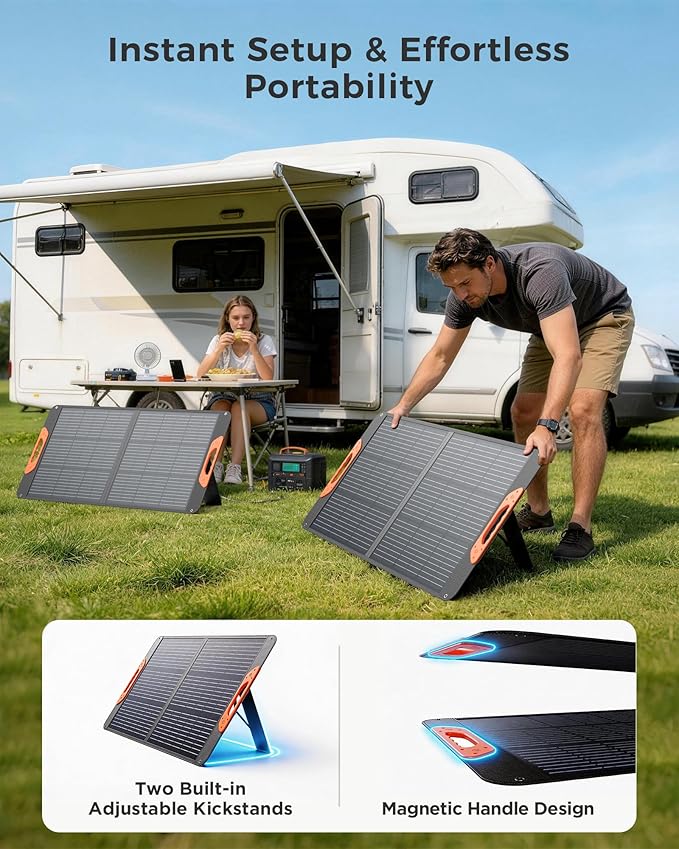 ZOUPW 100W Portable Solar Panel with 5-in-1 Cable,23.5% Efficiency Mono Foldable Solar Charger for Jackery 300/Ecoflow River/Anker/Bluetti,IP67 Waterproof for Camping RV Off-Grid Emergency Power