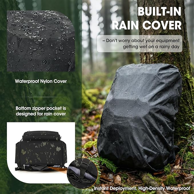 RAINSMORE Tactical Hydration Backpack 18L with 2L Water Bladder & Rain Cover, Insulated Molle Hiking Daypack, Lightweight Waterproof Ripstop Water Pack for Outdoor Cycling, Hiking