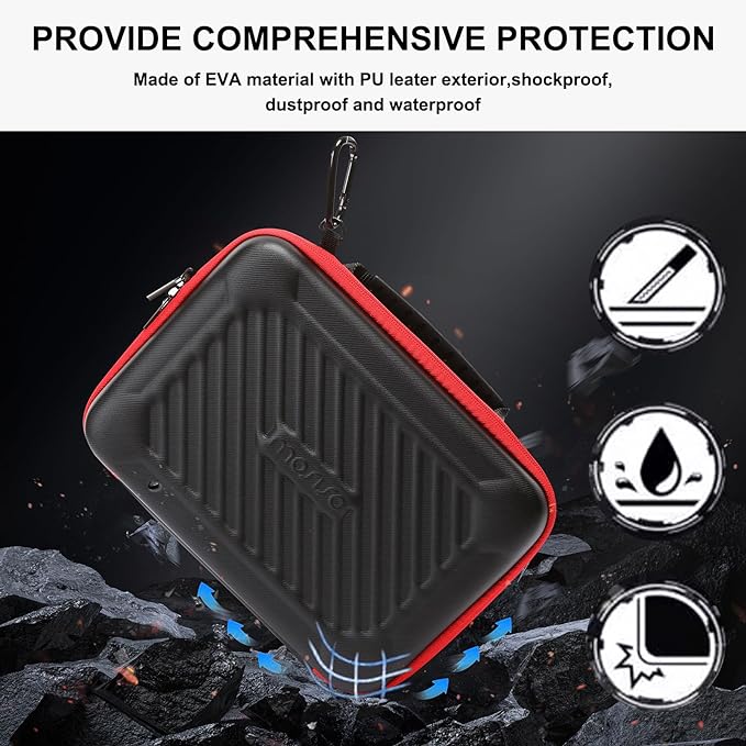 MOSISO Camera Case Compatible with GoPro Hero 13/12/11/10/9/8/7, Hard Travel Carrying Case Compatible with AKASO EK7000/V50/Brave 4/7 LE/8, EVA Case with Handle & Snap Hook for Action Camera, Black
