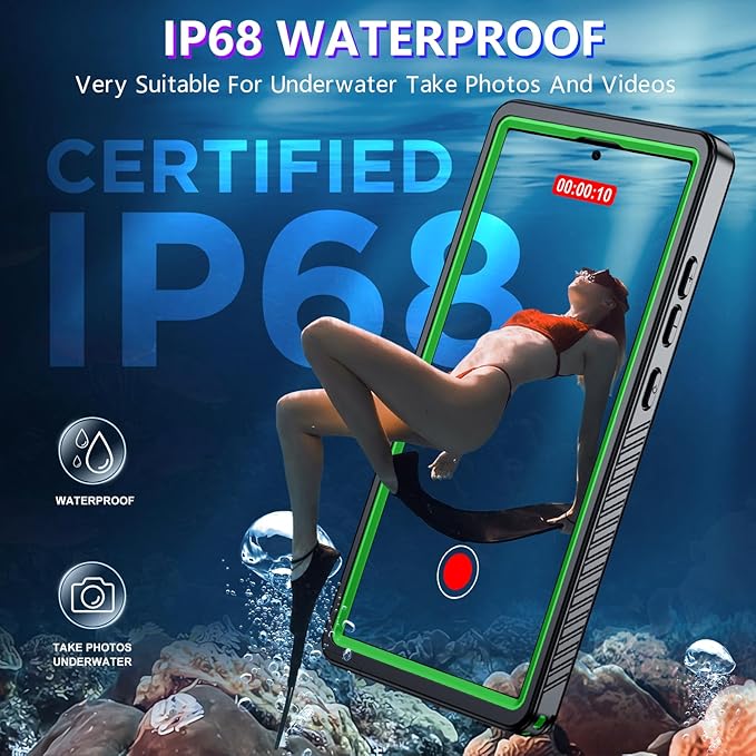 2025 New for Samsung Galaxy S24 Ultra Case Waterproof, [Built-in Camera & Screen Protector][Military Grade Shockproof][IP68 Underwater][Dustproof][Dropproof] Full Body Phone Case for S24 Ultra 6.8"