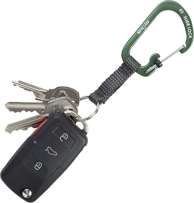 Nite IZE CSLAW3-08-R6 Locking Carabiner Keychain with Webbing, Olive