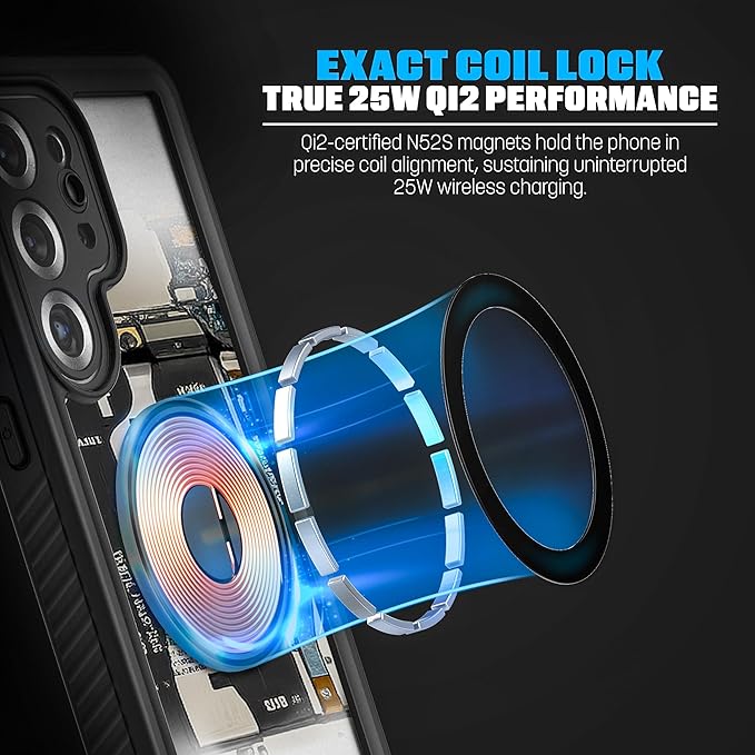 ENCASED Waterproof Case Designed for Samsung Galaxy S26 Ultra (IP68) Full Body Protective Phone Case with Screen Protector Built-in and MagSafe Compatible (Clear/Black)