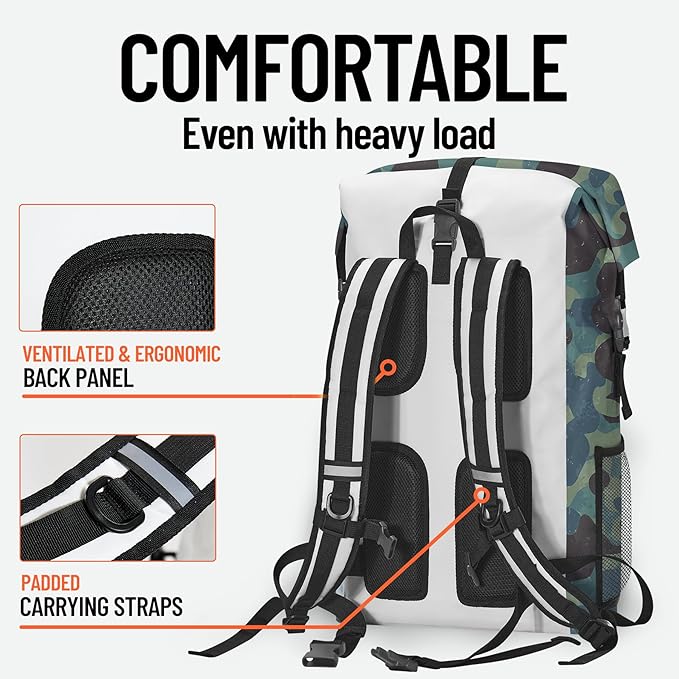 Waterproof Dry Bag Heavy Duty Marine Dry Bags for Kayaking Hiking Camouflage Green Backpack Roll-Top Closure Bag - Backpack Waterproof Phone Case 35L/55L/85L