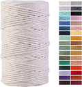 Macrame Cord 4mm x 109Yards 100% Natural Cotton Macrame Rope Cotton Cord for Handmade Macrame Supplies, Wall Hanging, Plant Hangers, Crafts, Knitting, Decorative Projects