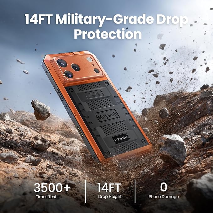 Mitywah Waterproof Case for iPhone 17 Pro Max, Rugged Metal Case with Built-in Screen Protector, Heavy Duty Full Body Shockproof Protective Cover 6.9 inch, Orange