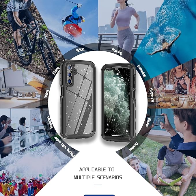 Hllhunkhe for Samsung Galaxy A15 5G Waterproof Case with Built-in Screen Protector - Rugged Full Body Underwater Dustproof Shockproof Drop Proof Protective Cover for Samsung Galaxy A15 5G, Black