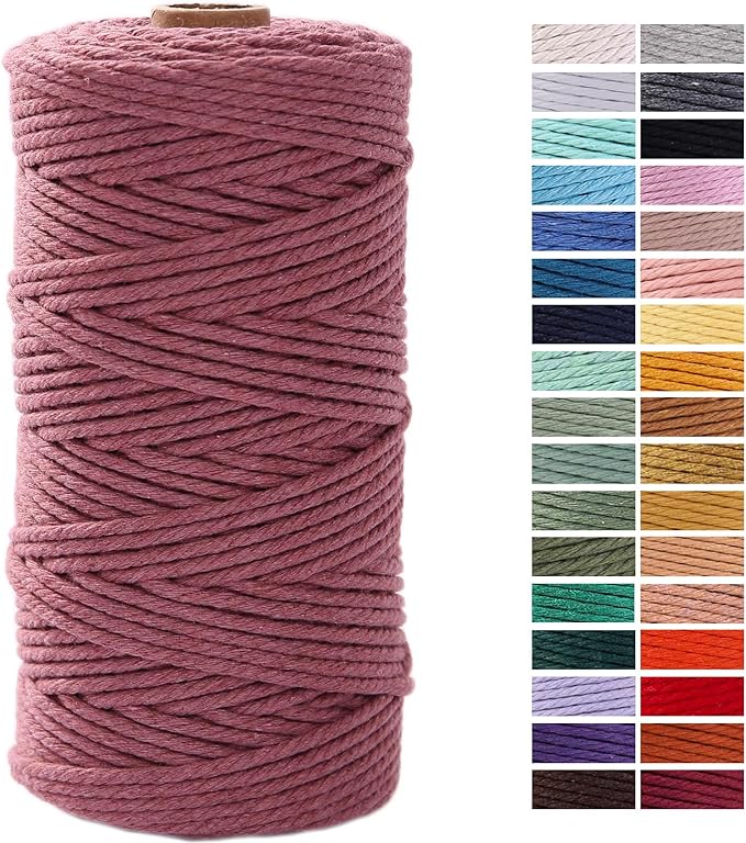 Vintage Pink Macrame Cord 3mm x 109Yards,Colored Cotton Rope Craft Cord Colorful Cotton Cord Twine for Wall Hanging Plant Hangers Crafts Knitting Decorative Projects
