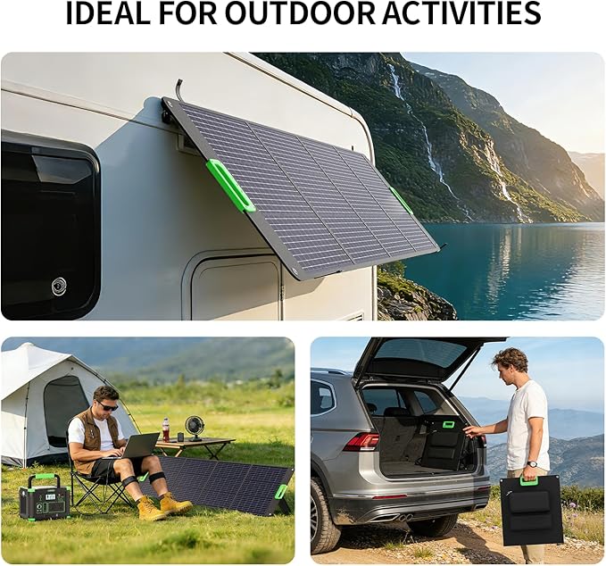 200W High Efficiency ETFE Foldable Solar Panel for Portable Power Station, IP65 Waterproof Solar Charger with Kickstands, DC XT60 & Anderson Outputs for Outdoor RV Camping Emergency Blackout
