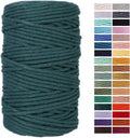 Dark Green Macrame Cord 4mm x 109Yards,Colored Cotton Rope Craft Cord Colorful Cotton Cord Twine for Wall Hanging Plant Hangers Crafts Knitting Decorative Projects