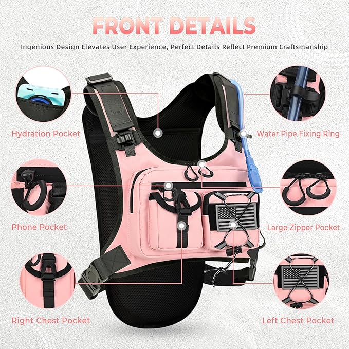 Criuage USA Original Patent Running Hydration Vest Backpack, Lightweight Chest Pack with 2.0L Water Bladder Bag Daypack for Hiking Running Cycling Race Marathon for Women Men