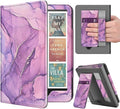 TNP Stand Case with Strap for Kindle Paperwhite 12th Gen 2024 / Kindle Colorsoft Signature Edition - 7" PU Leather Protective Folio Cover with Auto Wake/Sleep & Card Slot, Marble Purple