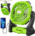 Rechargeable Portable Camping Fan for Tent with LED Light, 270°Pivot USB Personal Battery Powered Fan Outdoor Camping Essentials Battery Operated Portable for Travel X23 Green