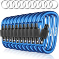 10 Pack Aluminum D Ring Key Rings Clips Locking Carabiner for Camping Fishing and Outdoor Use，Clips with Screw Gate Multicolored