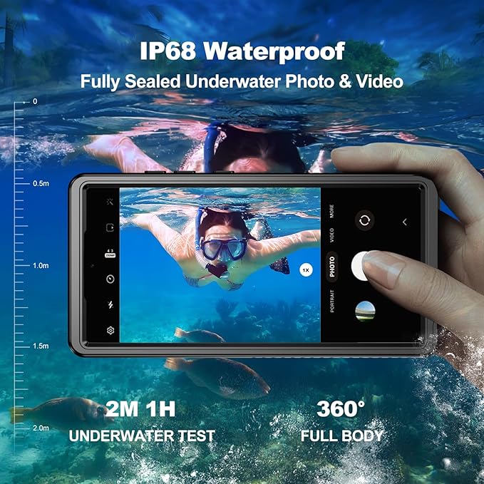 for Samsung Galaxy S23 Ultra Waterproof Case with Magsafe, Built-in Magnetic & Screen Protector, IP68 Certified Full Body Shockproof, for Water Sports Underwater Photography, 6.8" Black
