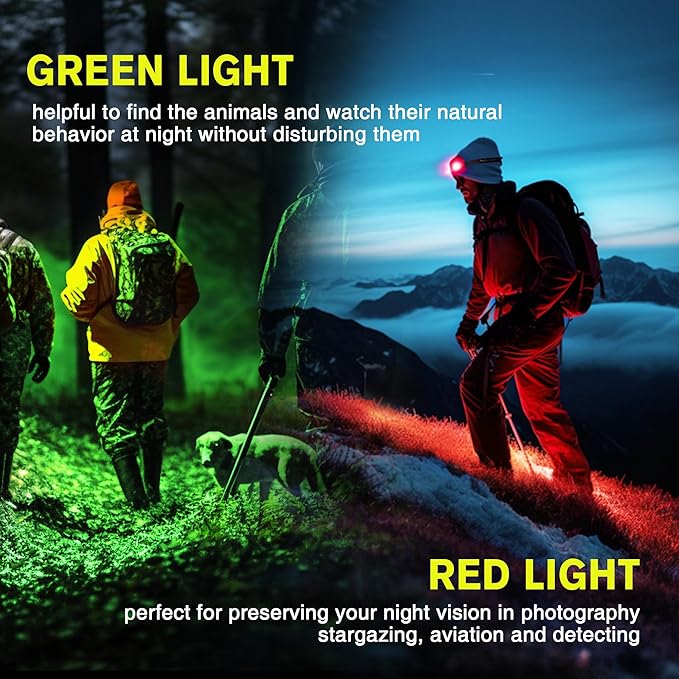 Favorlite 2 Pack Headlamp Rechargeable, 1300 Lumen Lightweight Bright with White Green Red Headlamp Flashlight, Waterproof Head Lamp,14 Modes for Outdoor Camping Running Cycling