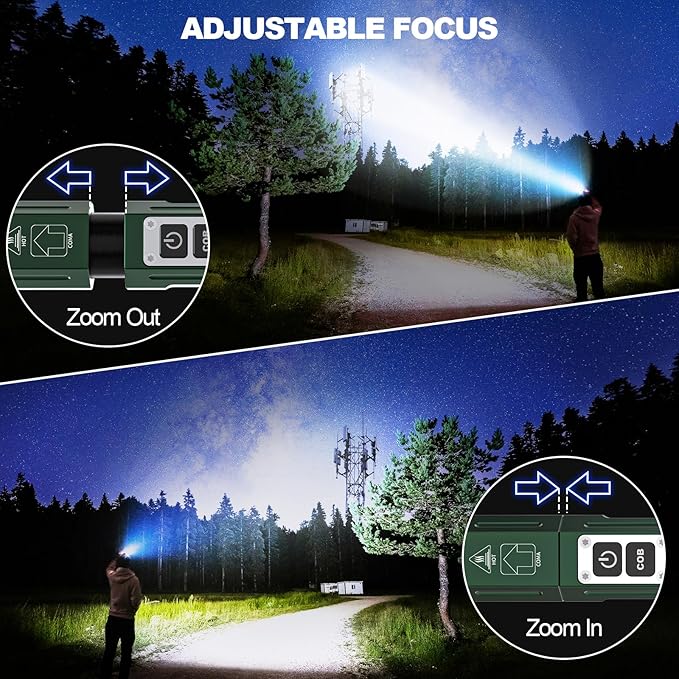 Banral Rechargeable Flashlights High Lumens - Super Bright Small Pocket Magnetic Flashlight, 8 Modes LED Tactical Flash Light, Dual Button Powerful Flashlight for Camping (2, Hunter Green)